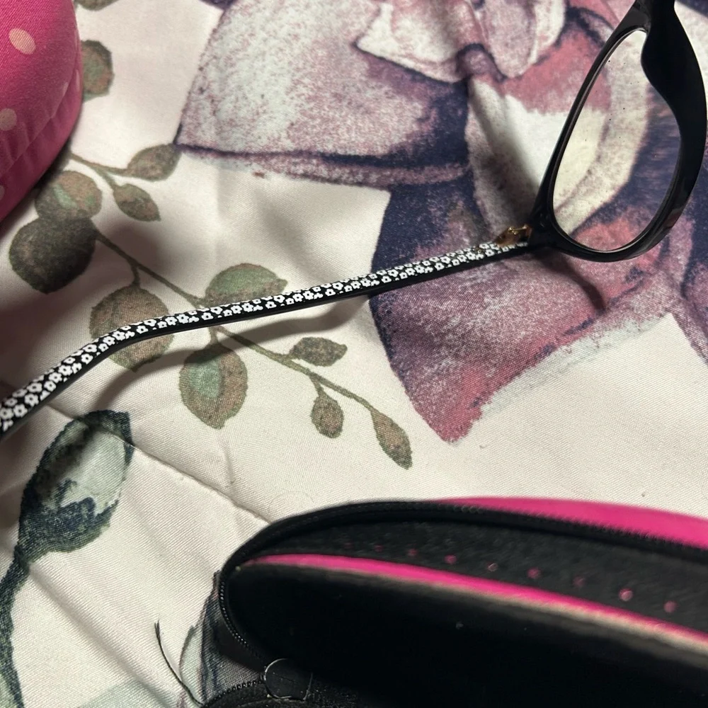 Kate Spade New York Black Eyeglasses Floral Arms Frames Only EUC - Picture 4 of 4